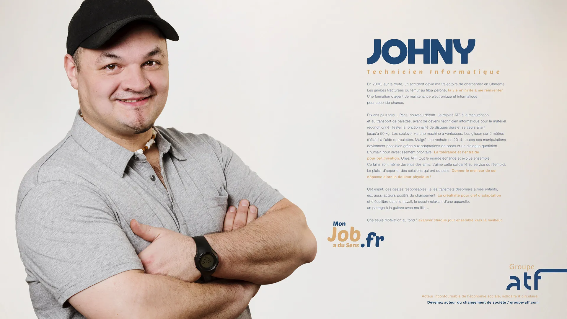 portrait de Johny sur une affiche publicitaire ATF